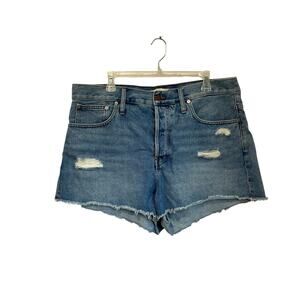 Madewell Relaxed Denim Shorts Distressed High Rise Blue Cotton Size 32